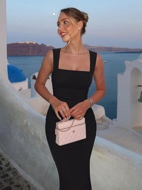 Black cowl neck black dress - NWT